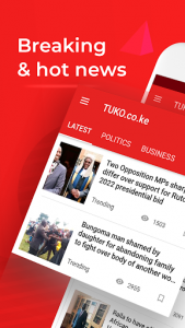 اسکرین شات برنامه Kenya News: Tuko Hot & Breaking News Free App 1