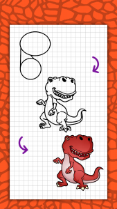 اسکرین شات 5 برنامه How to draw cute dinosaurs ste