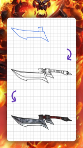 اسکرین شات 6 برنامه How to draw fantasy weapons