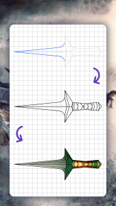 اسکرین شات برنامه How to draw weapons. Daggers 7