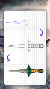اسکرین شات 7 برنامه How to draw weapons. Daggers