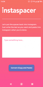 اسکرین شات برنامه instaspacer - adding line-breaks to Instagram 1