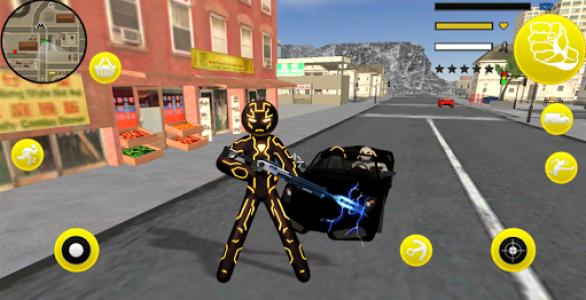 اسکرین شات بازی Amazing Neon Iron Stickman Rope Hero Gangstar City 1