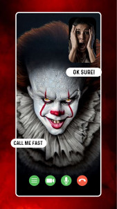 اسکرین شات برنامه Pennywise Call - fake video with scary clown games 3