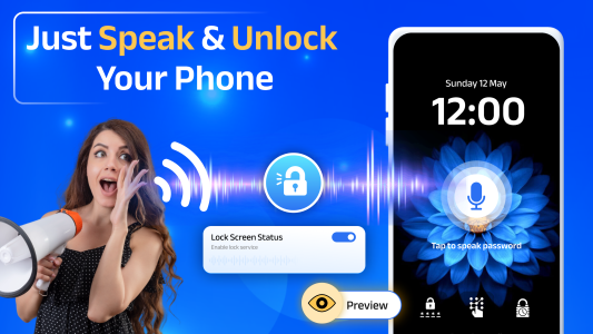 اسکرین شات 1 برنامه Voice Screen Lock : Speak Lock