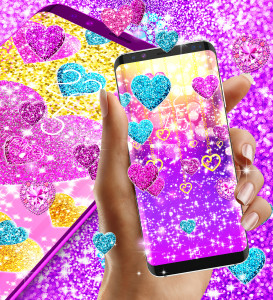 اسکرین شات برنامه Glitter hearts live wallpaper 5