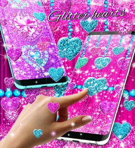 اسکرین شات برنامه Glitter hearts live wallpaper 4