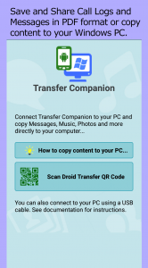 اسکرین شات برنامه Transfer Companion: SMS Backup 1
