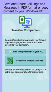 اسکرین شات 1 برنامه Transfer Companion: SMS Backup