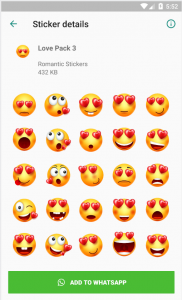اسکرین شات برنامه 😍 Love Emoji Sticker for Whatsapp - WAStickerapps 1