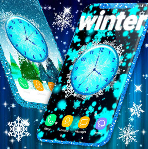 اسکرین شات برنامه Winter Analog Clock ❄️ Frozen Snow Live Wallpaper 4