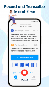اسکرین شات 1 برنامه iRecord: Transcribe Voice Note