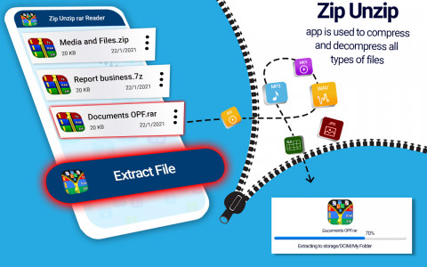 اسکرین شات برنامه Zip File Reader-RAR Extractor 3